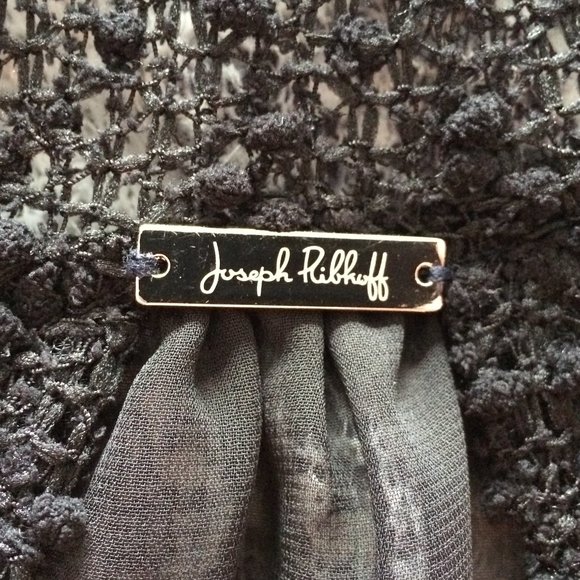 Joseph Ribkoff Sequined Sweater Top Sz 4 Black White Red Sheer Back 3\4 Sleeve - Picture 6 of 6